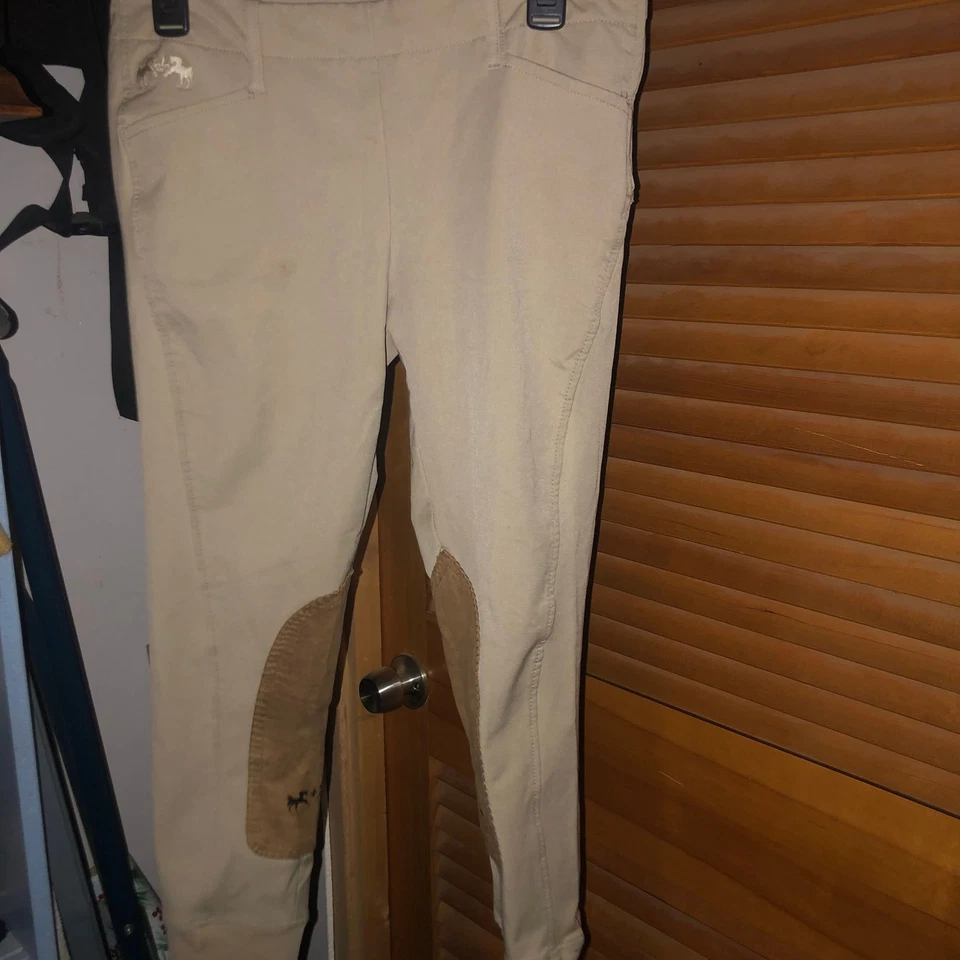 Calças femininas Equine Couture Coolmax Champion com zíper lateral tamanho 28 safári cinza claro - Imagem 3 de 4