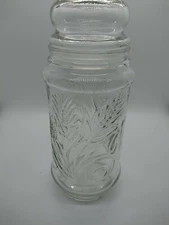 Vintage Planters Peanut Apothecary Jar 1982 Anchor Hocking Glass Wheat Number 5