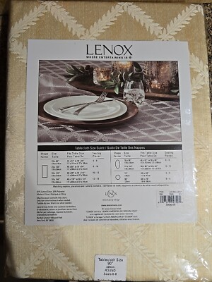 Lenox Laurel Leaf Ivory 90'' Round Tablecloth New