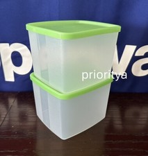 Tupperware Freezer It Quadrato Rotondo 800ml Contenitore Set di 2 Verde Trasparente Nuovo