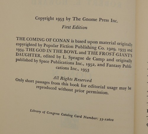 Jb12 The Coming of Conan by Robert E. Howard First Edition from Gnome (1953) - Picture 6 of 10