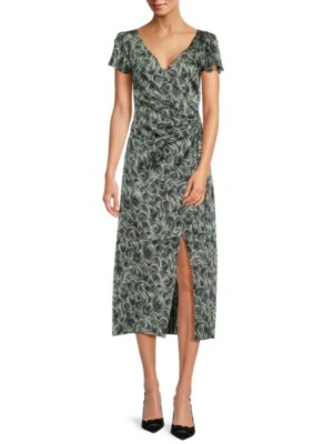 NEW Cinq à Sept Kacydie Green Print Flutter Sleeve Midi Dress NWT Size 8 $395