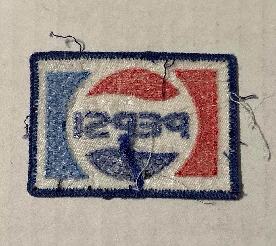 "Uniforme de Pepsi Cola de colección de los años 80 parche usado accesorios publicitarios 3x2""" Foto 2 de 4