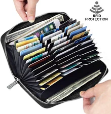 Large Capacity Credit Card Wallet Leather Secure RFID Wallet for Women 36 Slots