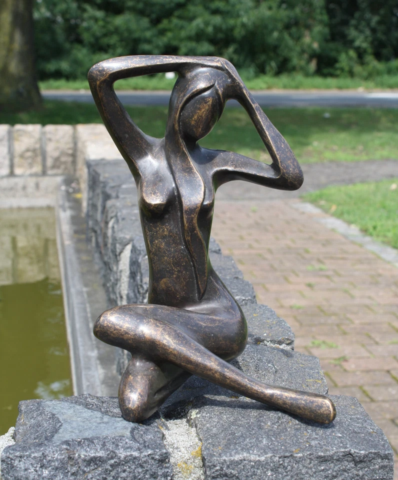 Figura de bronce pequeño desnudo de mujer sentada erótico figura de jardín decoración del hogar escultura
