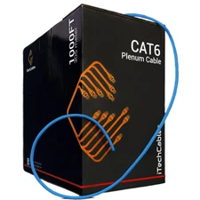 1000ft Cat6 Plenum Bulk Ethernet Cable, 23AWG 4Pair, 550MHz, Blue