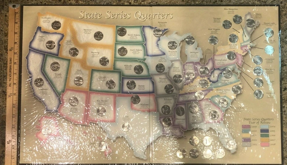 50 STATEHOOD BU Quarters US MAP WITH DC & TERRITORIES - Image 3 of 4