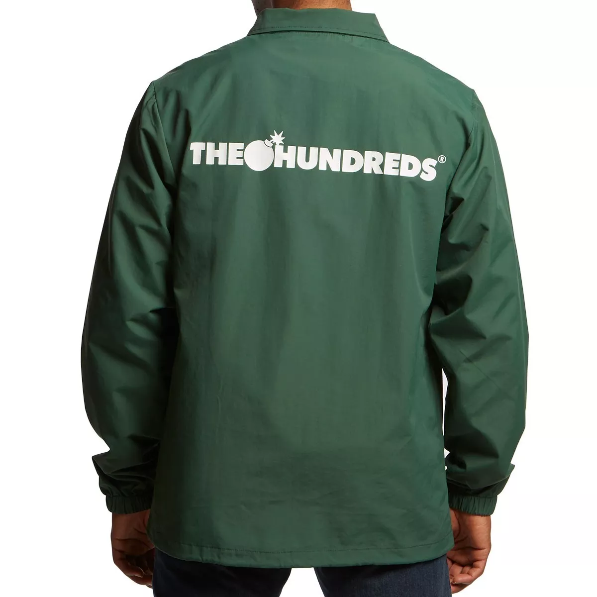 THE HUNDREDS BAR LOGO COACH JACKET STREETWEAR FOREST GREEN M L XL