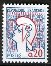 France 1961, 0,20Fr Definitive Stamp: Marianne de Cocteau MNH, Mi 1335