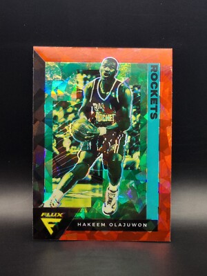 2020-21 Panini Flux Basketball Hakeem Olajuwon Red Cracked Ice Prizm Card #195