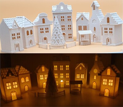 Lichterstadt mit vielen Details und im Dunkeln mit LED Beleuchtung