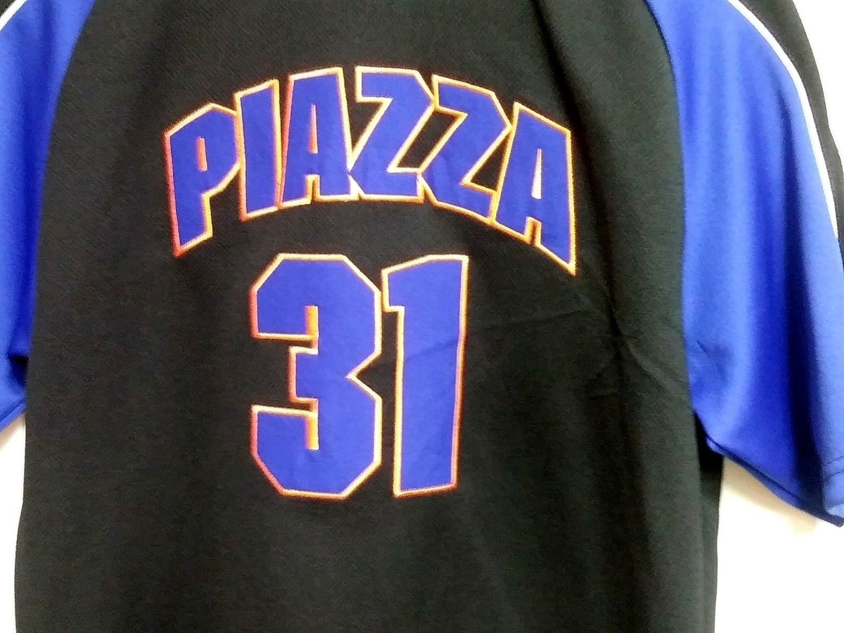 ADIDAS Mike Piazza #31 New York Mets Black & Blue Jersey Shirt