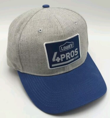 LOWES 4 PROS hat gray blue adjustable snapback cap wide brim