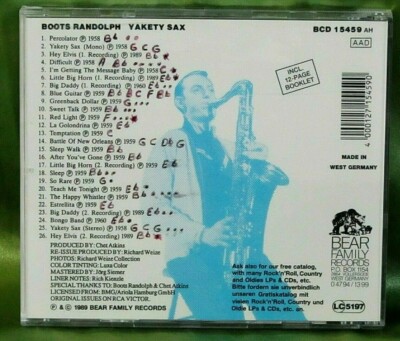 50's Country Sax CD: Boots Randolph - Yakety Sax - Bear