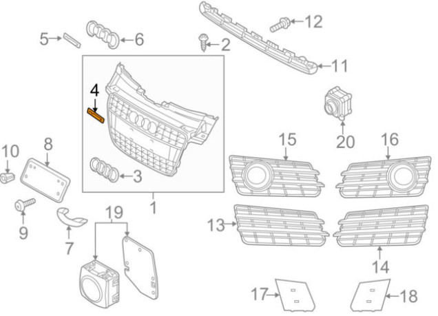 Emblème de calandre de pare-chocs avant Audi A7 4G 4G8853736F2Zz