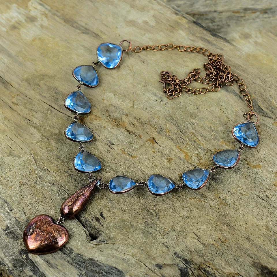 Tanzanita Cuarzo Cobre Regalo Para Madre Electroformado Collar Ajustable 18.0" Foto 4 de 4