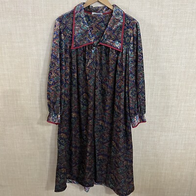 Vintage Komar Luxurious Maxi Robe Housecoat Zip Satin Pockets OSFM | eBay