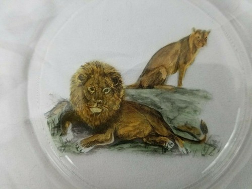5 Glass 8" Plates With African Wild Animal Paintings, Pier I - Picture 4 of 6