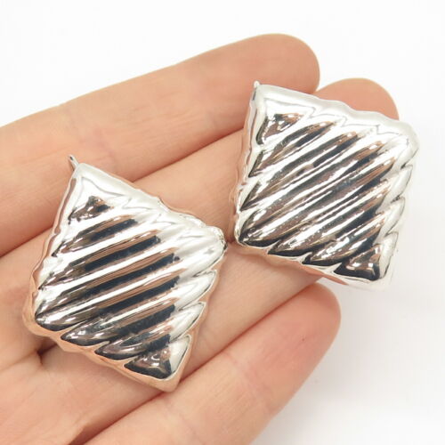 925 Sterling Silver Vintage Mexico Ribbed Rhombus… - image 1