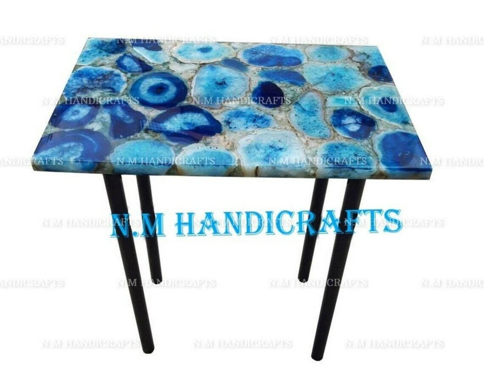 Blue Agate Table Top Agate Coffee Table Agate Side & End Table Agate Console top - Image 2 of 4