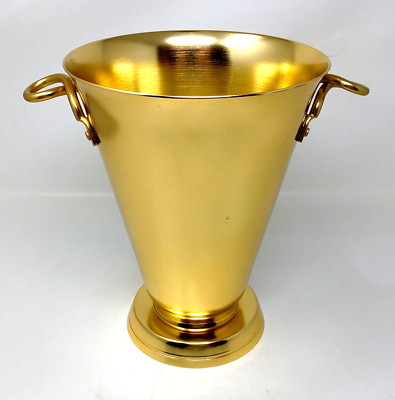 Vintage WEAR-EVER Aluminum WINE CHILLER Ice Bucket VASE Gold 2-HANDLE 10'' tall