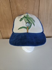 Vintage Dragon Corduroy Snapback Trucker Hat In Blue And White OSFM Made In USA