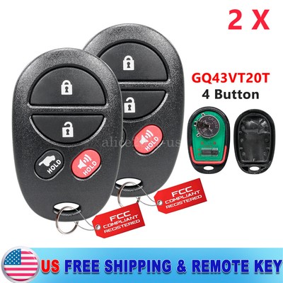 2 For 2008 2009 2010 2011 2012 2013 Toyota Highlander Keyless Remote Car Key Fob