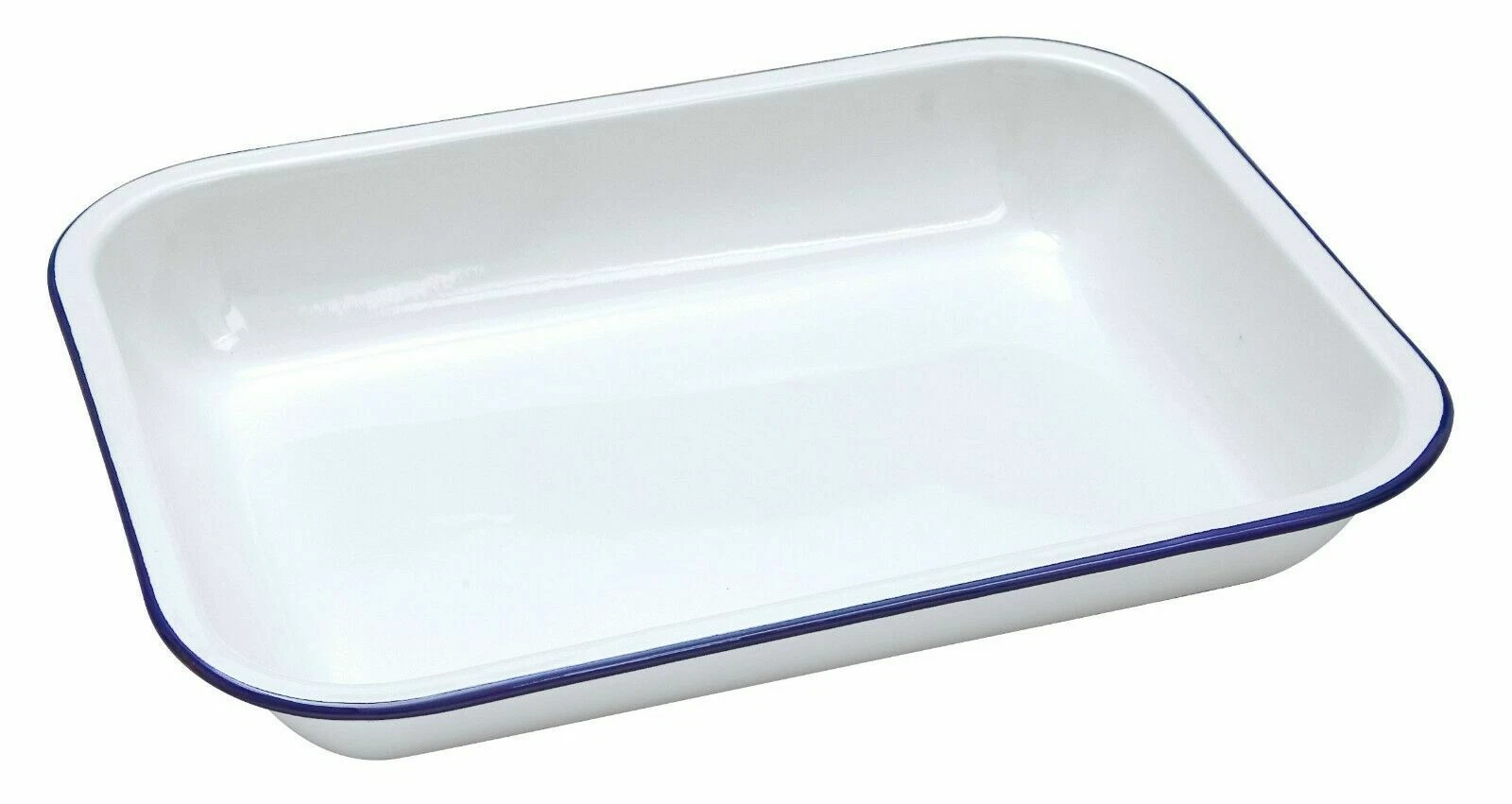 Falcon Traditional Enamelware Bake pan Roasting Tray white Blue | Cream Red Rim