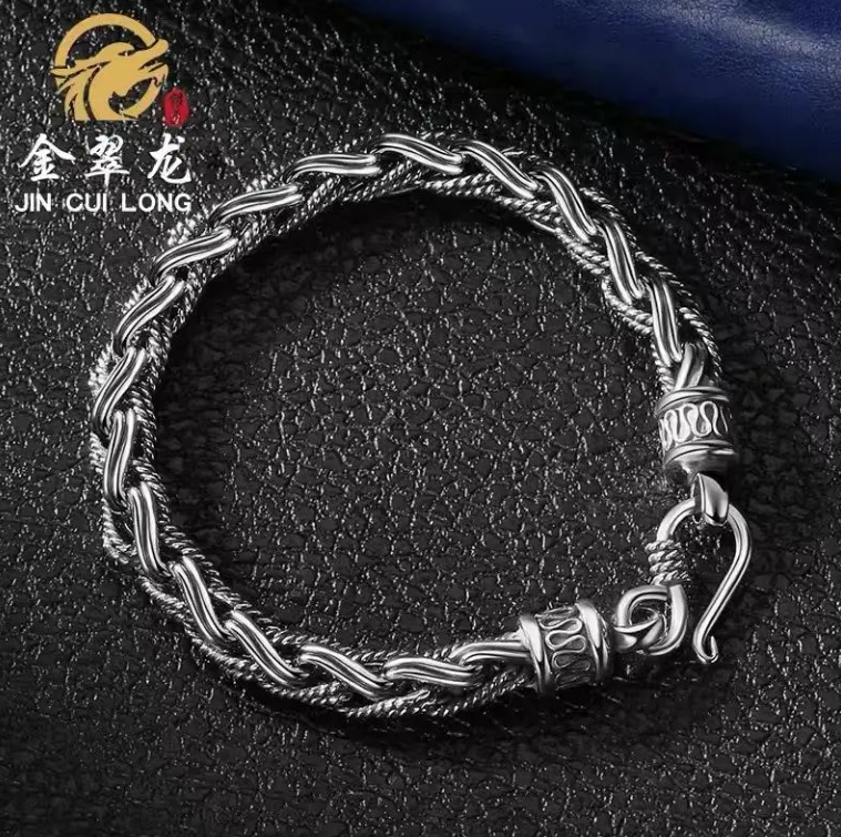 Real Solid 925 Sterling Silver Bracelet Twist Chain Link
