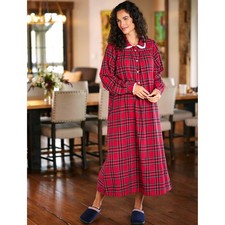 Lanz Classic Plaid Cotton Flannel Nightgown