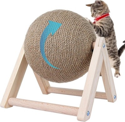 Cat Scratcher Rabbit Scratching Ball Natural Sisal Scratcher Spinning Cat Ball