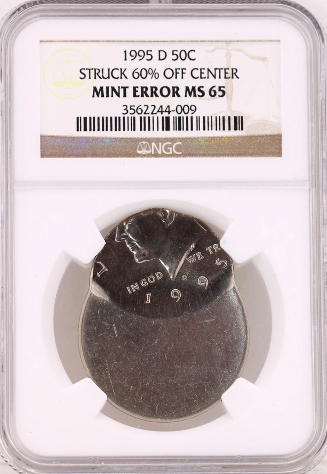 1995-D 50C Kennedy Half Dollar NGC MS 65 Struck 60% Off Center - Image 3 of 4