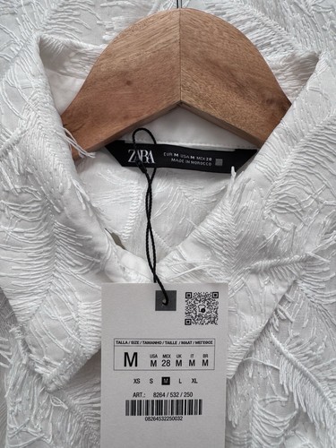 ZARA White Embroidered Feather Shirt Top Size M 8264/532 Trendy Bloggers Fave - Picture 4 of 9