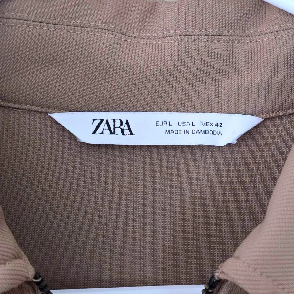 Chaqueta de Viajero Zara Para Hombre Talla L Marrón Cremallera Frontal Utilitaria Windry Elastizada Foto 4 de 4