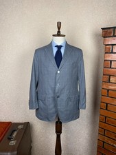 Boggi Milano by Drago Solanus Wool Light Gray Windowpane Unlined Blazer 44 EU 54