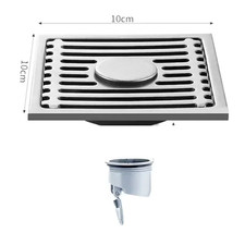 10CM Square Floor Drain Anti-Odor, Stainless Steel Floor Drain with Removable Co
