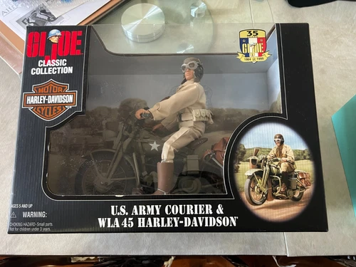 Vintage 1998 GI JOE WLA US ARMY COURIER & WLA 45 HARLEY DAVIDSON MOTORCYCLE