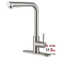 Kitchen Faucet with Pull Down Sprayer, Modern Single Handle Pull Brushed Nickel