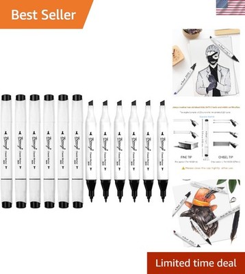 Versatile 12 Black Alcohol Markers Set - Dual Tips for Professional Art Projects