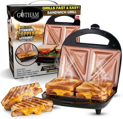 2in1 Panini Press Sandwich Maker Nonstick Grill Dual Sandwich Easy Cut Edges