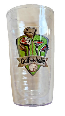 Tervis Tumbler GOLFAHOLIC 16oz Cup Clear Tall Golf Player Golfer Club Patch Gift