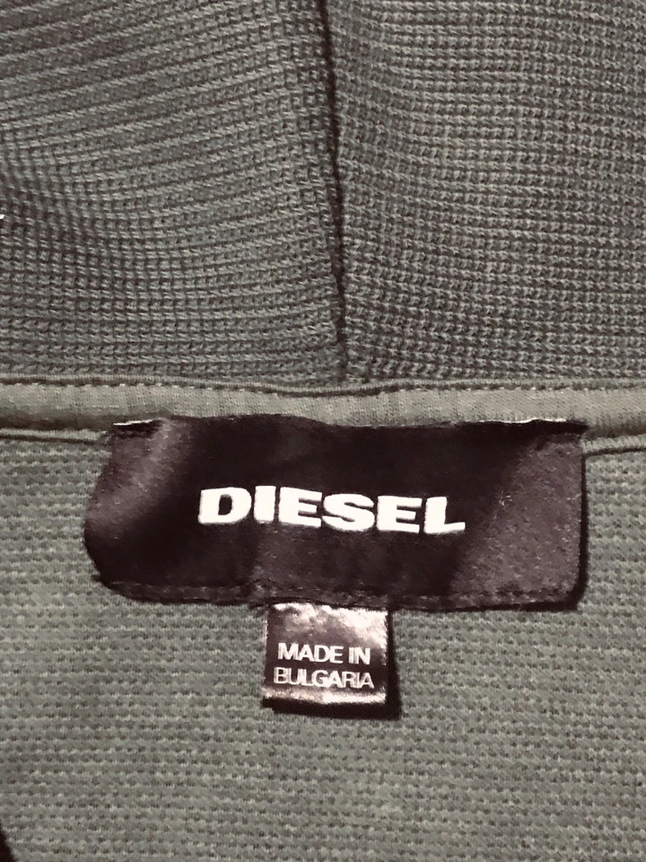 RARA Sudadera con Capucha DIESEL De Colección Cremallera Algodón Pesado Nylon Vellón M Verde Foto 3 de 4