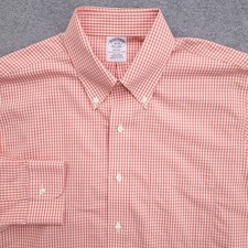 Brooks Brothers Dress Shirt Mens 16-35 Regent Fit Non Iron Supima Red Gingham