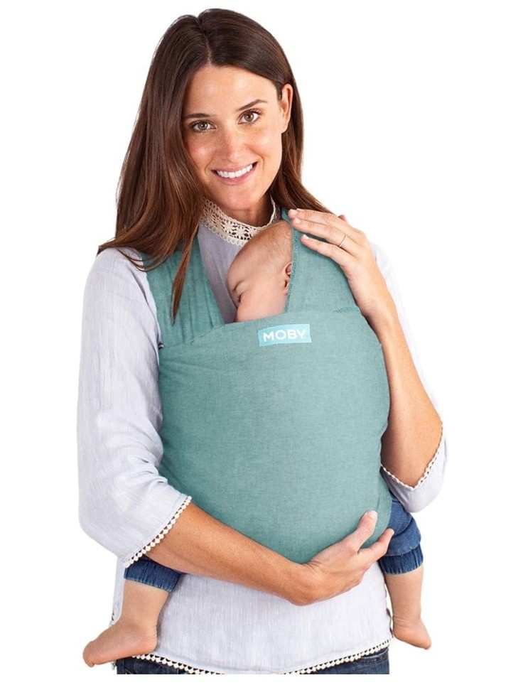MOBY Soft BABY WRAP Sling CARRIER Newborn 33lbs Seagrass Hydro