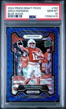 2024 Panini Prizm Draft Picks Rated Prospect Blue Wave #192 Arch Manning PSA 10