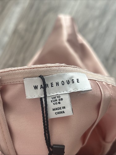 WARHOUSE Bardot MIDI Dress Side Split Prom Wedding BNWT SIZE 10 Nude/pink - Picture 14 of 16