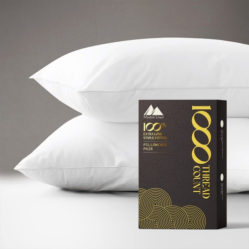 100% Egyptian Cotton Pillow Cases - 1000 Thread Count Pillow Cases Queen/Stan...