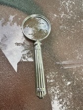 Antique 900 Silver Aris Magnifying Glass Fluted Handle Desk Loupe 74.8g
