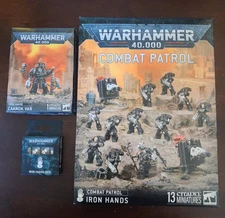 Warhammer 40K Lot: Space Marines Iron Hands Combat Patrol, Dice, and Hero Bundle
