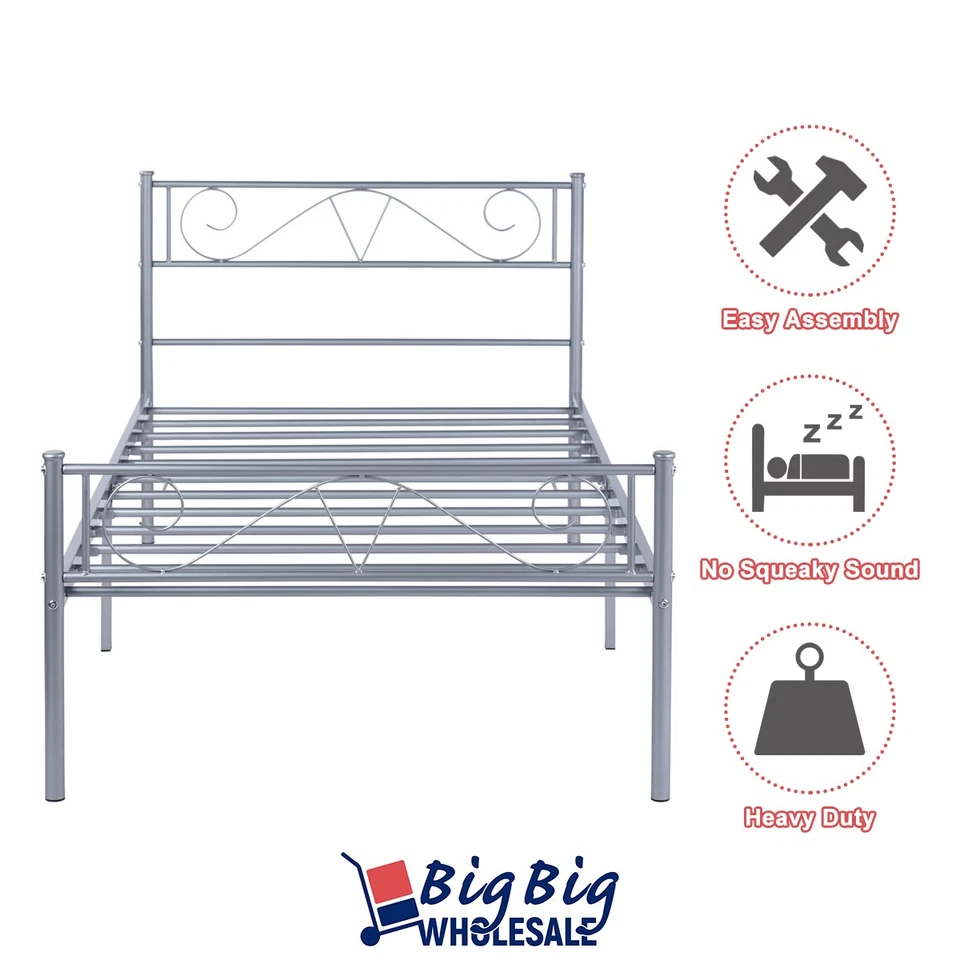 Металлический каркас кровати двуспальный размер матрас основа стальная платформа изголовье хранение - Изображение 4 из 4